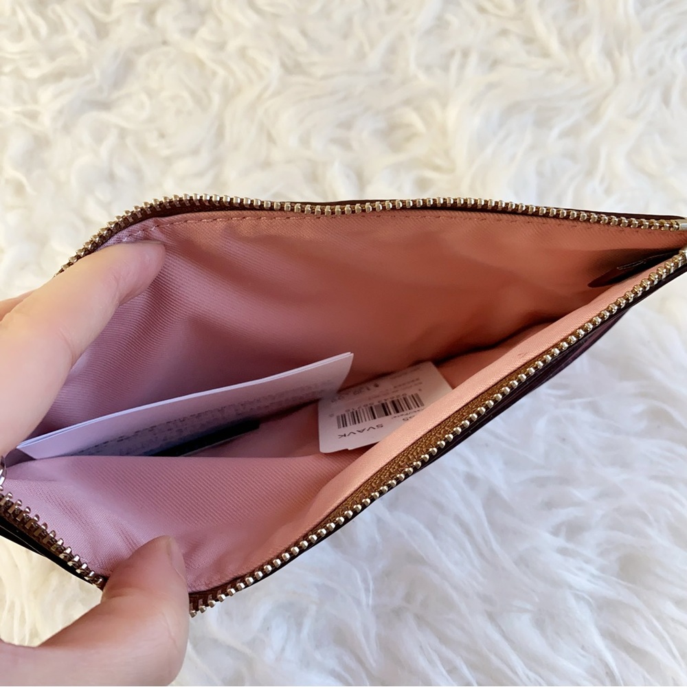 Coach Zip Top Wallet In Signature Canvas - Picture 5 of 6